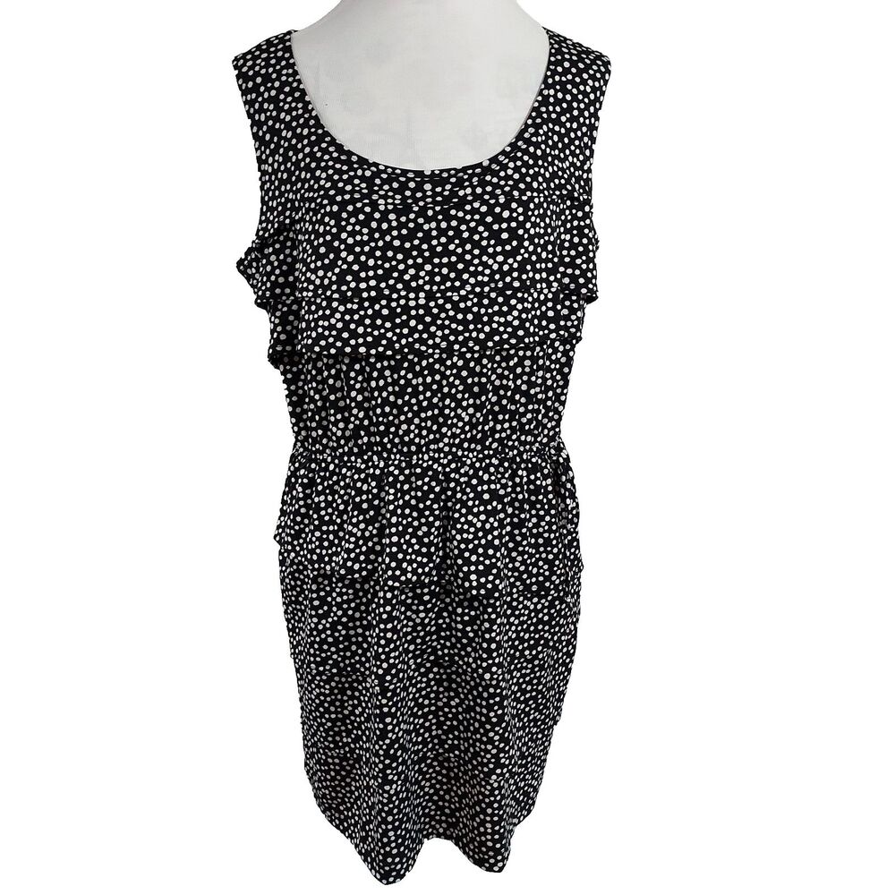 Danny and Nicole Dress Womens Size XL Stretch Sleeveless Layered Black White NWT